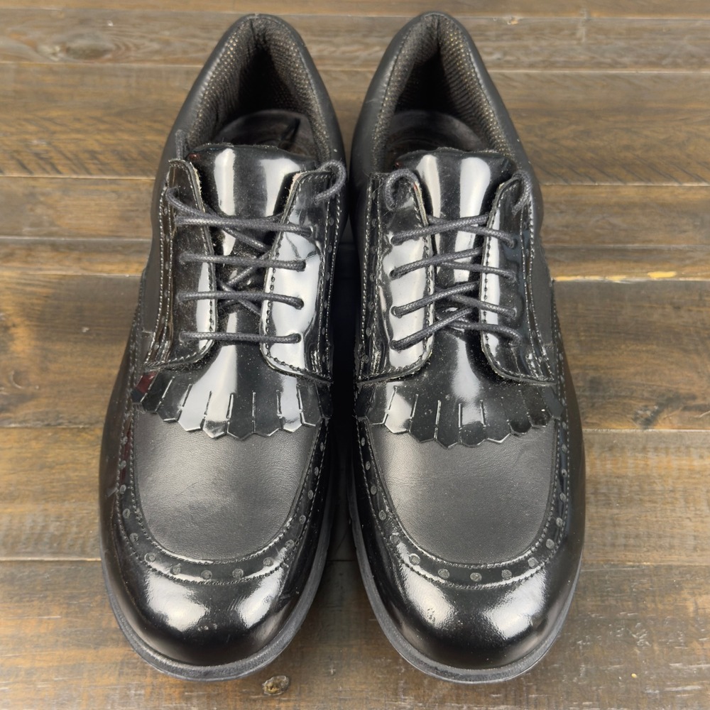 Bally Black Leather Kiltie Wingtip Golf Shoes Womens Softspikes Oxfords - Picture 3 of 9